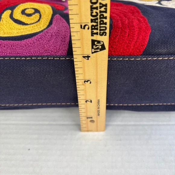 Fossil Cameron Fabric Satchel Bag Navy Blue Floral Embroidery ZB4477997 New - Picture 6 of 14